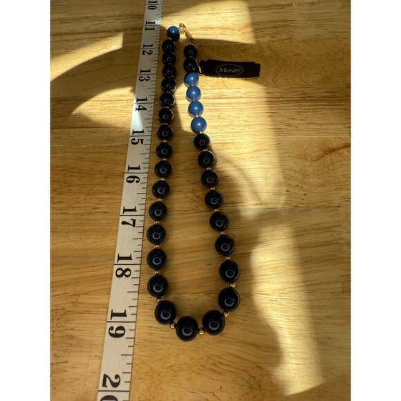 Monet Vintage Black Beaded Necklace With Gold-Tone Accents - Picture 5 of 9